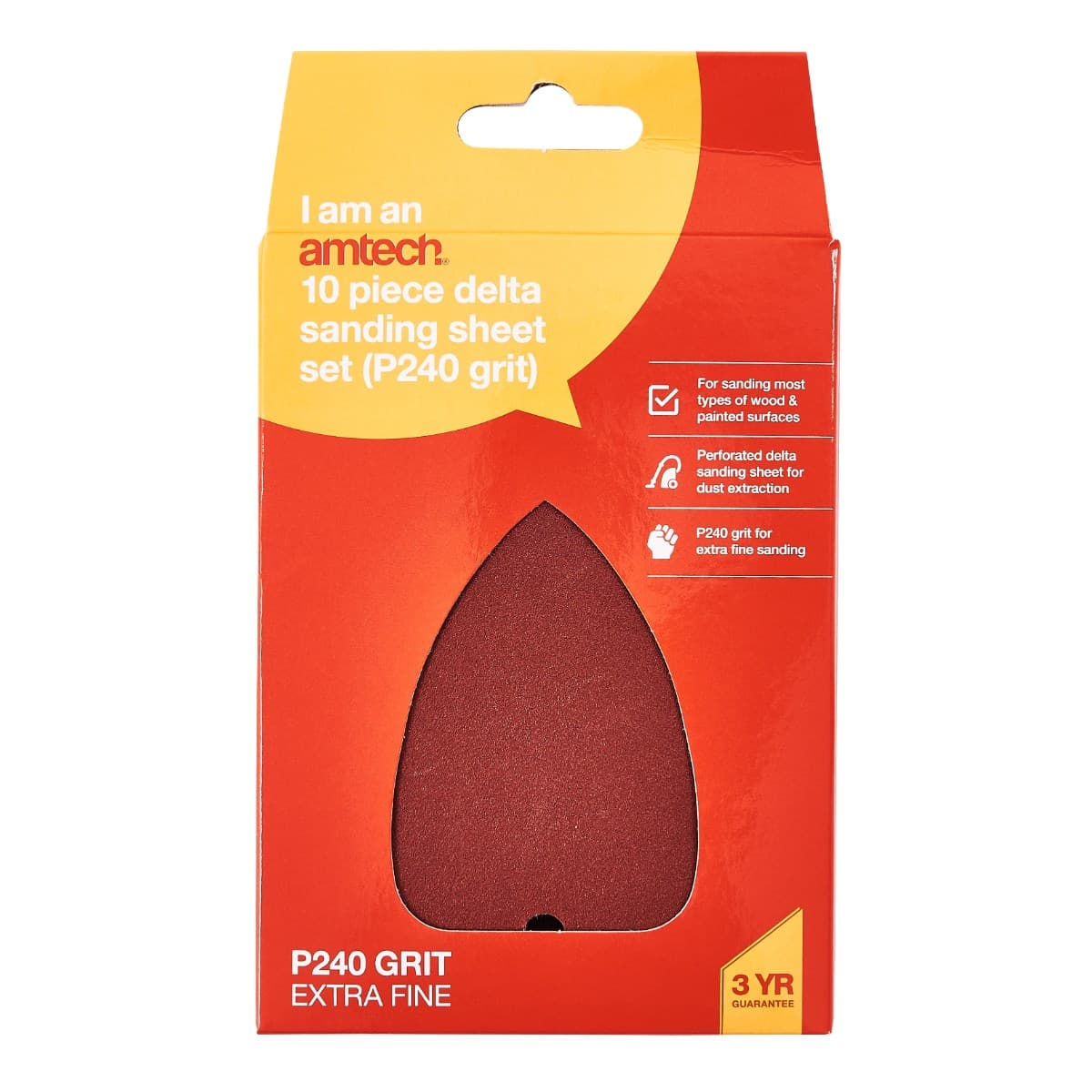 Am-tech 10PC DELTA SANDING SHEET SET (P240 GRIT) (140 X 140 X 100mm)