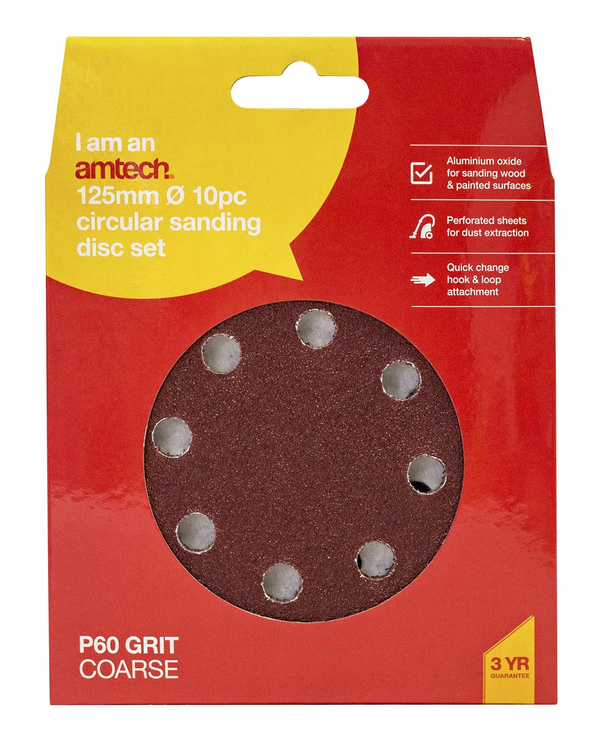Am-tech 10PC CIRCULAR SANDING SHEET SET (P60 GRIT) (DIA 115mm)