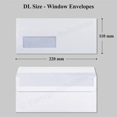 County Dl White Window Envelopes Self Seal 90gsm 50's