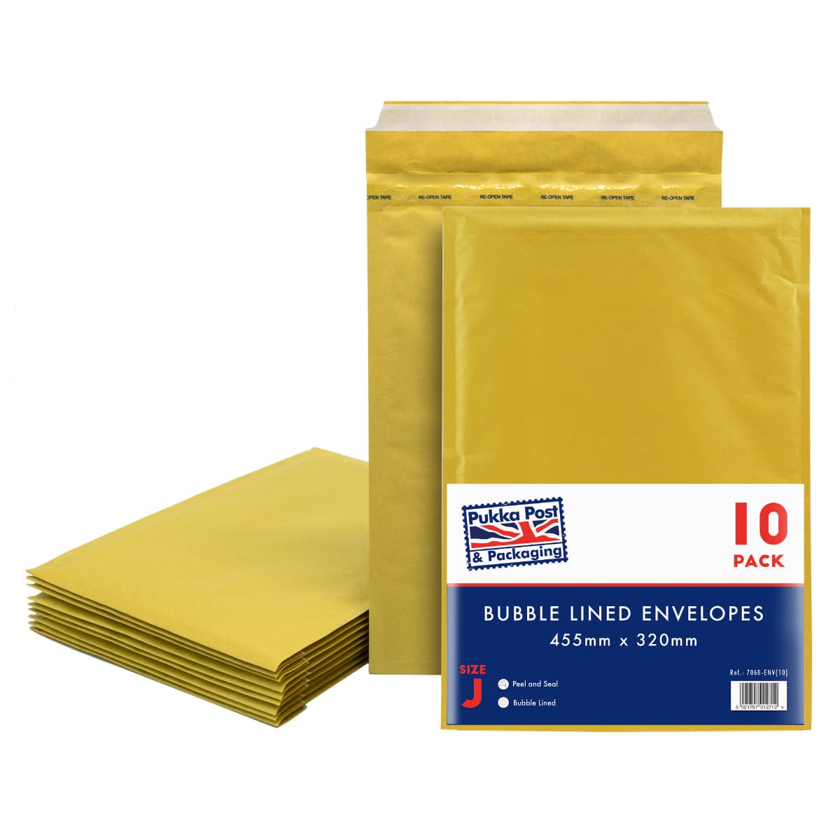Pukka Size J Gold Bubble Envelopes Pk10 455x320mm