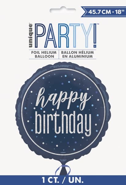 Unique Party 18" Pkg Glitz Blue Hb Fl Bln