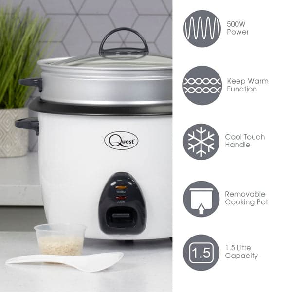 QUEST 1.5L Rice Cooker & Steamer 500w
