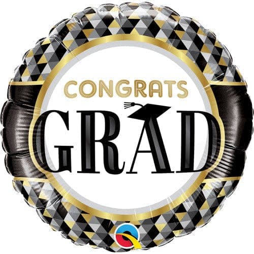 Qualatex 18" ROUND QX FOIL PRINT 001CT Congrats Grad Color Balloon