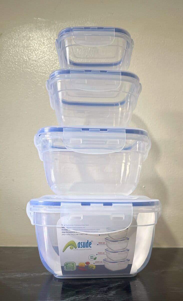 Asude Plastic Square Food Container Set Of 4