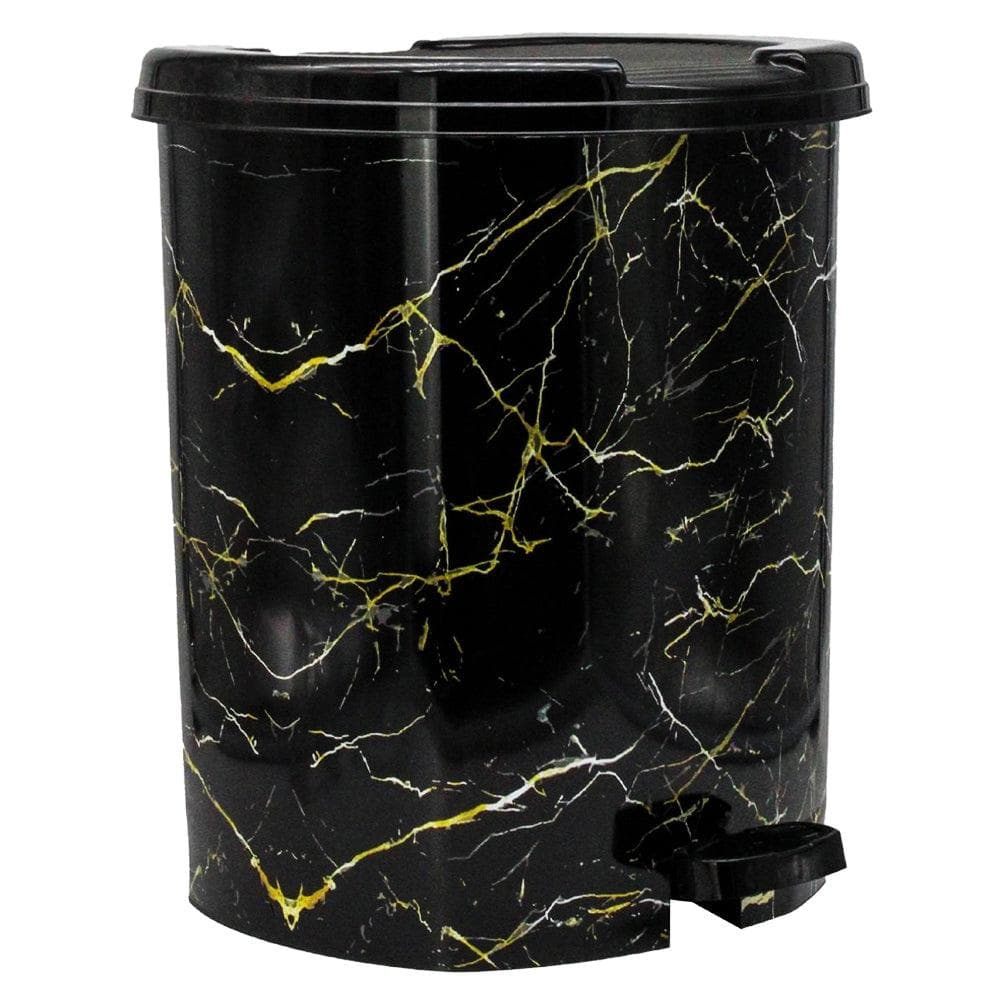 Asude 4 No Patterned Pedalled Dustbin Black Marble