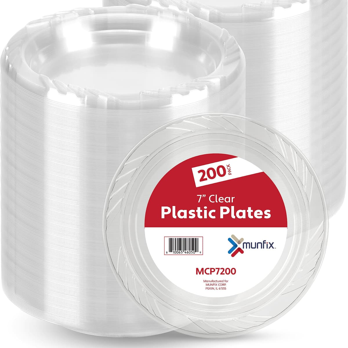 Essential 40pk 18cm / 7" Clear Plastic Plate Reusable