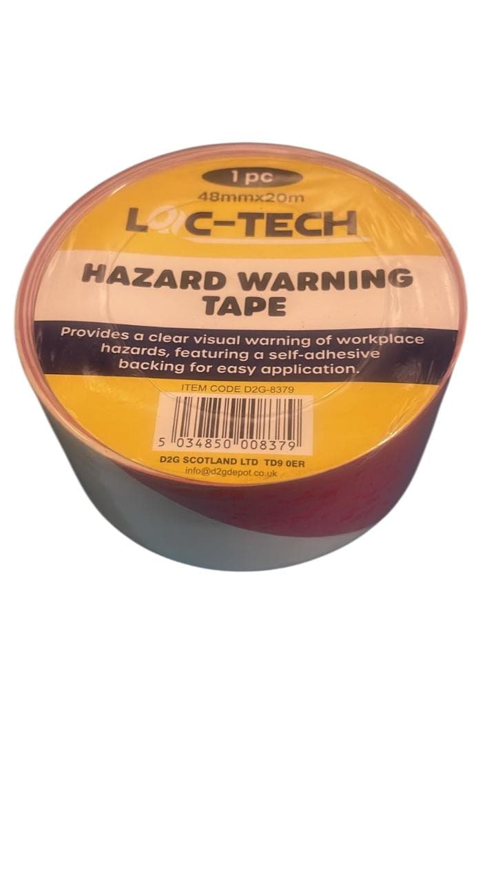Loc-tech 48mmx20m Hazard Warning Red-White Tape