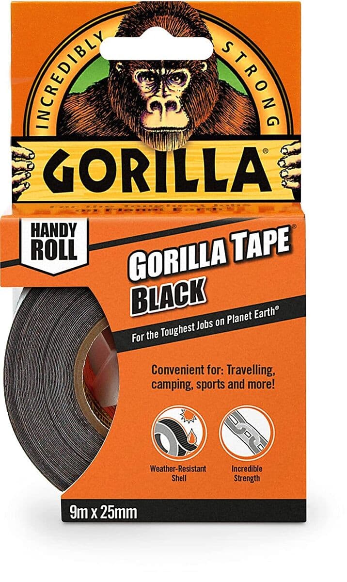 Gorilla utility tape handy roll black 9m roll