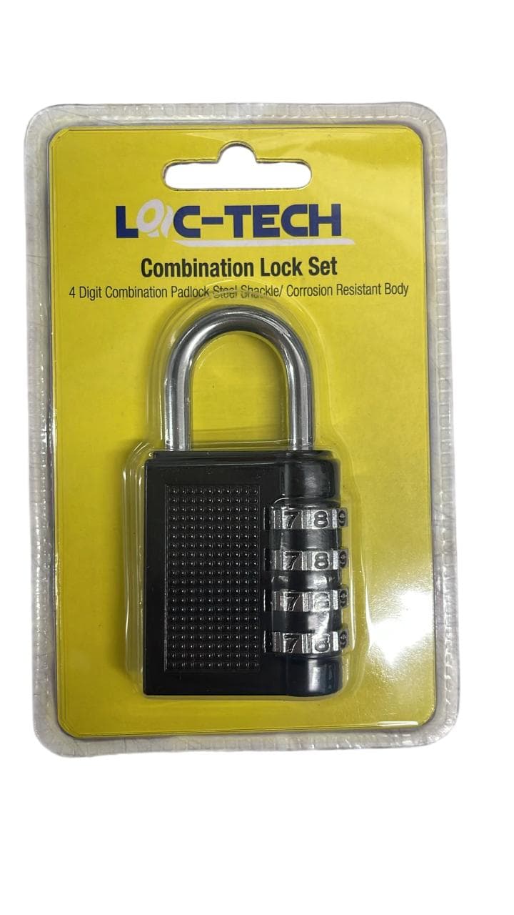 Loc-tech Combination Lock Set 4 Digit Black