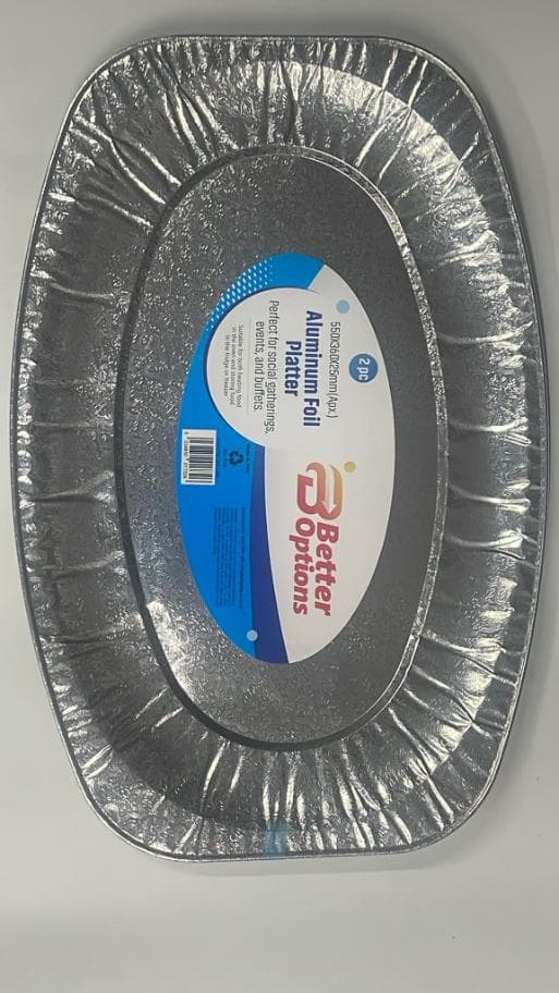 Large Aluminium Foil Platter (2pcs) 550x360x25mm(apx.)