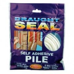Draught Seal Self Adhesive Pile 5m White