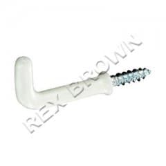 Securit 32mm Square Hooks Plastic Covered White Pk5 (s6306)