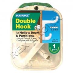 Plasplugs 1 White Double Hollow Door Hook(DHW133)