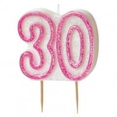 Unique Party Glitz Pink Numeral 30 Candle