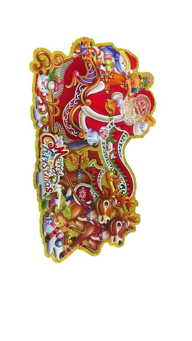 Christmas Santa on Sleigh Window Sticker 30x50cm apx.